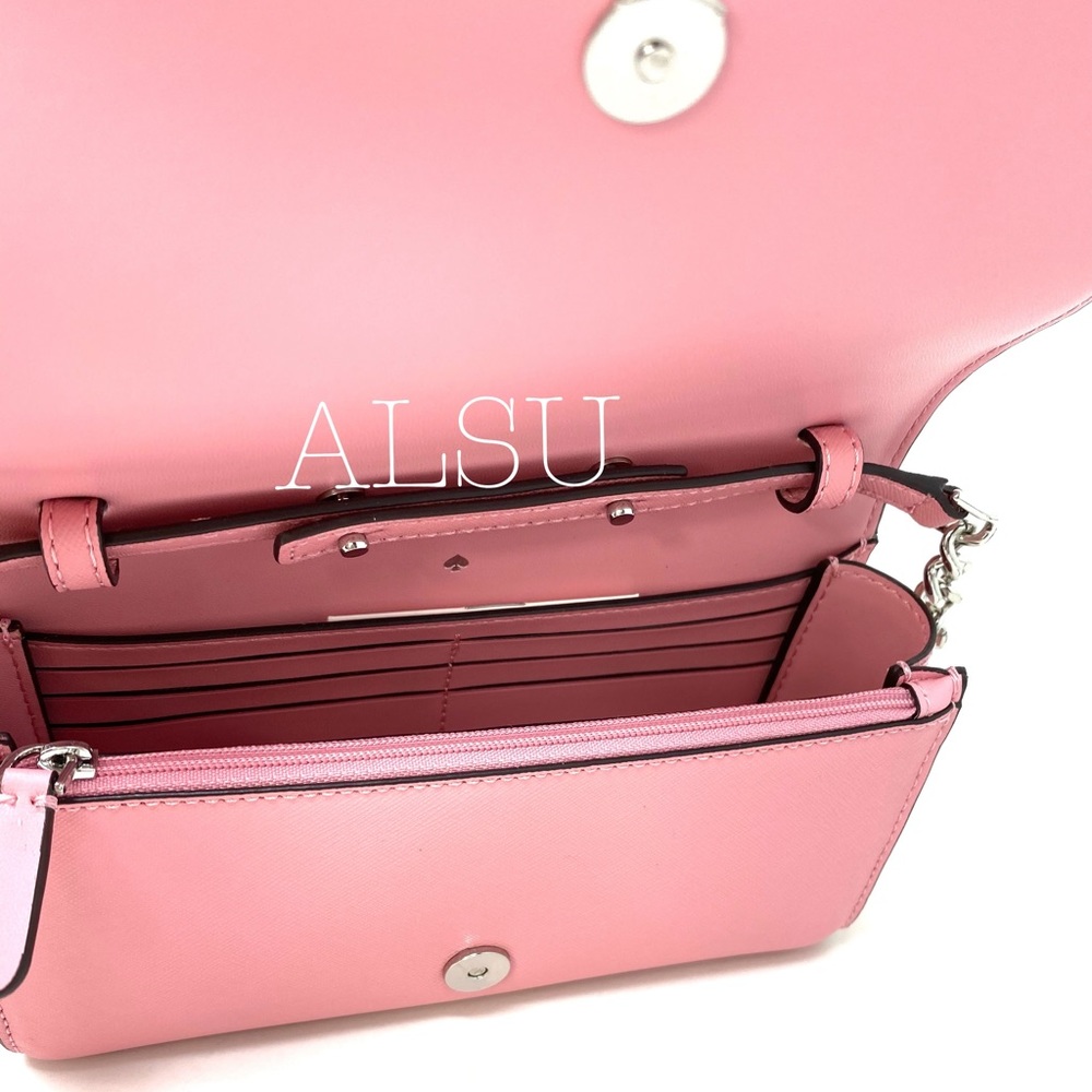 Kate♠️Spade Small Flap Crossbody Bag Monotone Pink - Picture 6 of 8